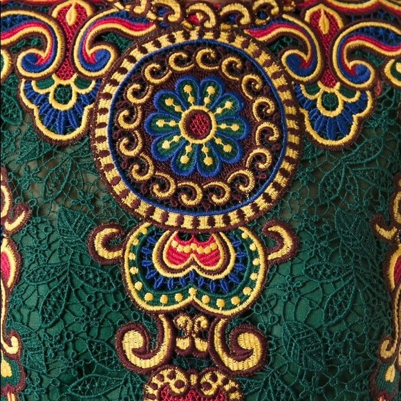 NWT VALENTINO MAROCAIN EMBROIDERED LACE MIDI DRESS - Picture 5 of 8